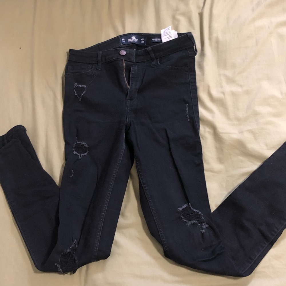 hollister black ripped skinny jeans